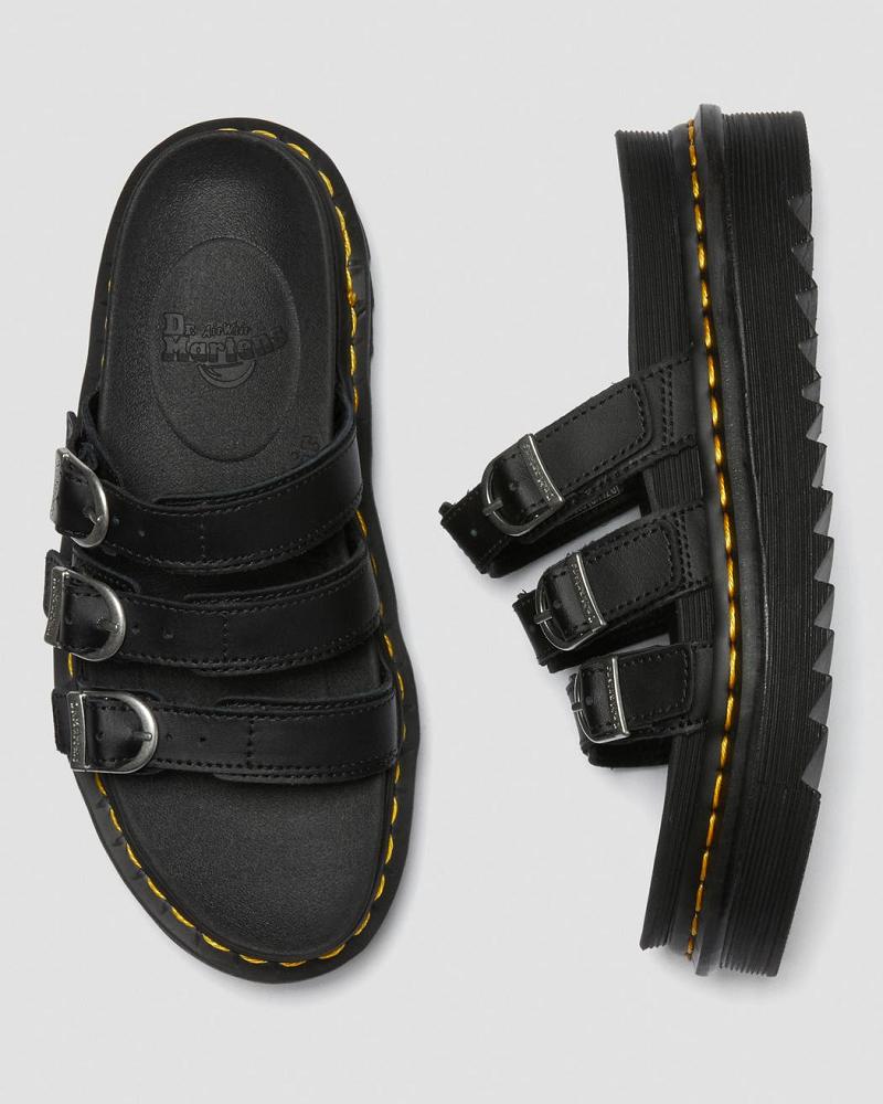Dr Martens Blaire Lær Slidesandaler Dame Svarte | Norge 473ILH
